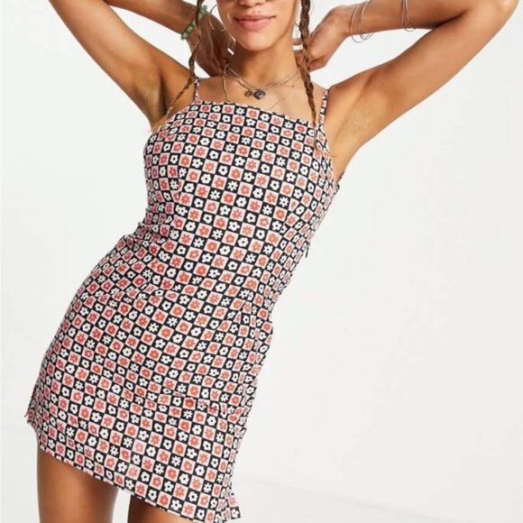 ASOS Backless Floral Mini Dress - Black and Red - Picture 1 of 10